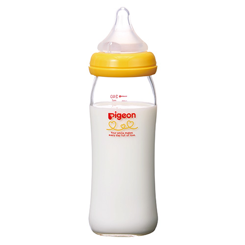 母乳実感®哺乳びん 耐熱ガラス製 240ml(オレンジイエロー、ライト
